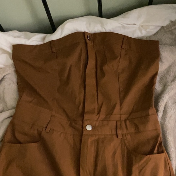 SHEIN Pants - SHEIN Chocolate Brown Strapless Jumpsuit